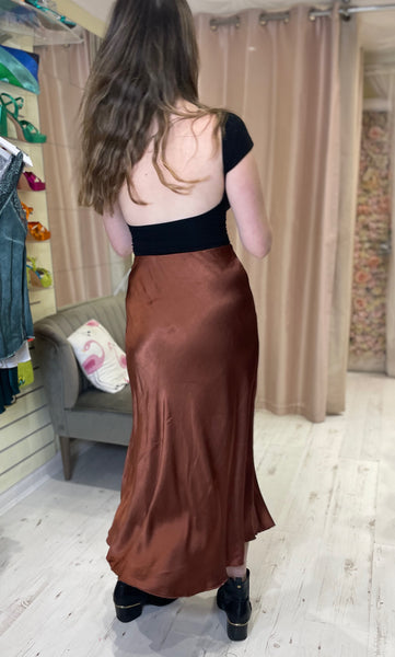 Aurora Satin Skirt | Bronze