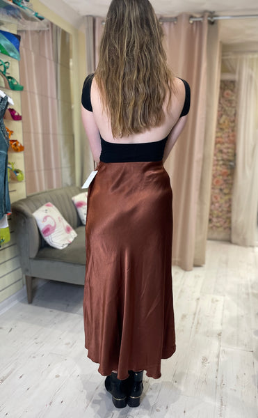 Aurora Satin Skirt | Bronze