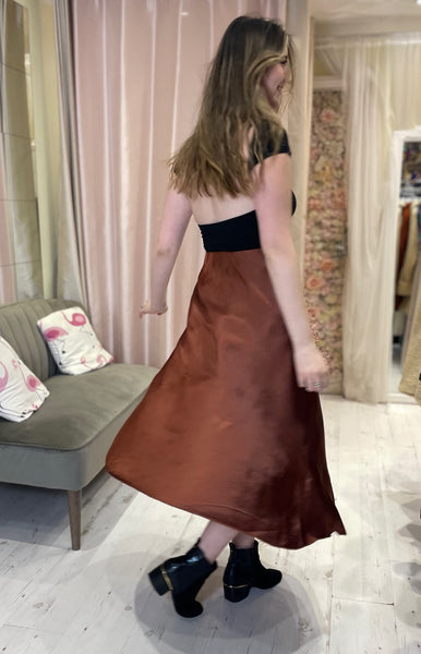 Aurora Satin Skirt | Bronze