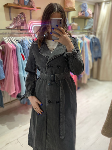 Black Denim Trench Coat