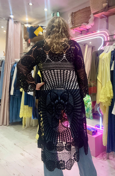 Crochet High/Low Top or Cover-up | Black