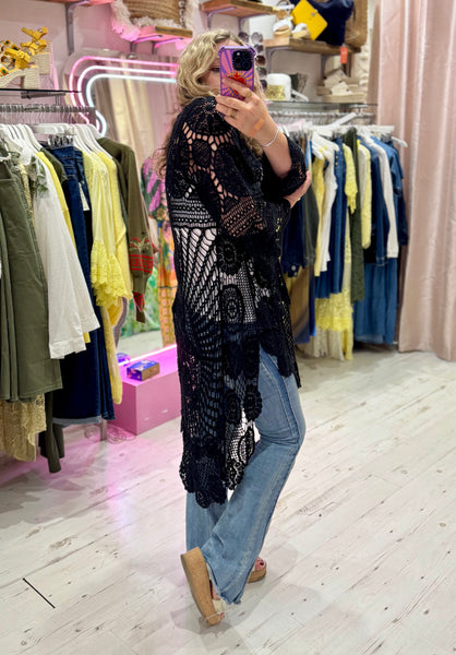 Crochet High/Low Top or Cover-up | Black