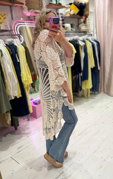Crochet High/Low Top or Cover-up | Cream