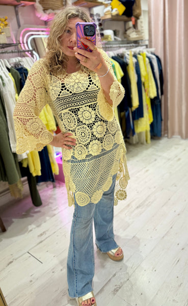 Crochet High/Low Top or Cover-up | Lemon Yellow