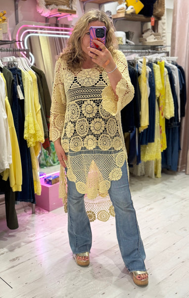 Crochet High/Low Top or Cover-up | Lemon Yellow