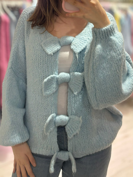 Baby Blue Bow Knitted Cardigan