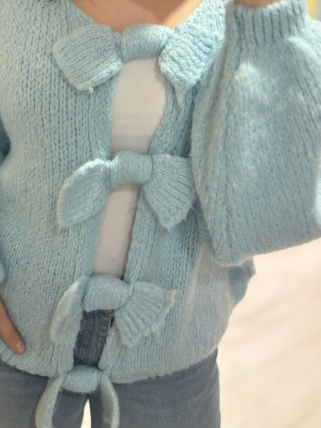 Baby Blue Bow Knitted Cardigan