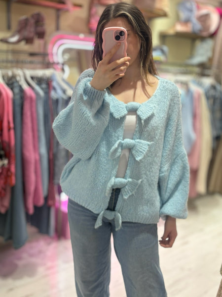 Baby Blue Bow Knitted Cardigan