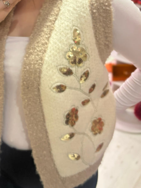 Knitted Sequin Waistcoat | Beige