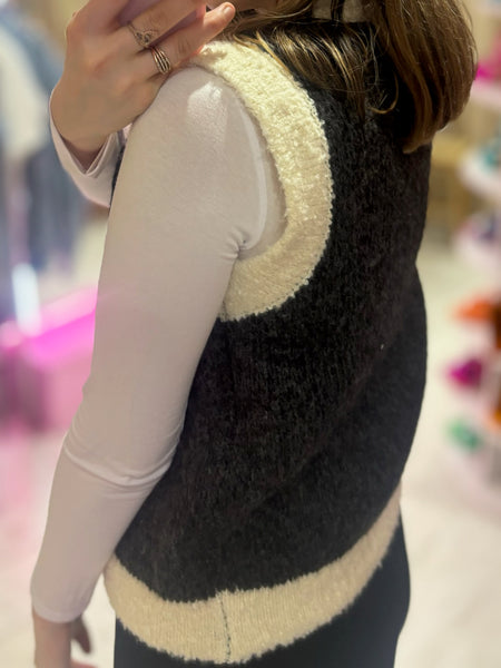 Knitted Sequin Waistcoat | Charcoal