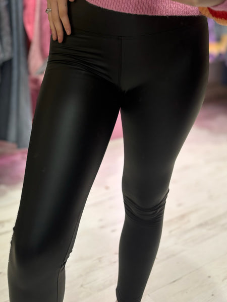 Leather Look Leggings | Black