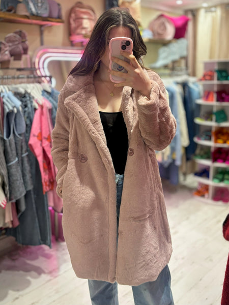 Faux Fur Coat | Baby Pink