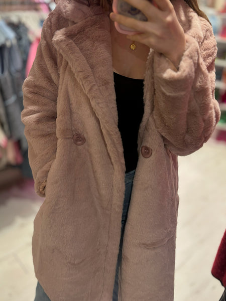 Faux Fur Coat | Baby Pink