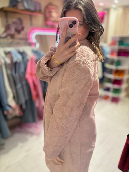 Faux Fur Coat | Baby Pink