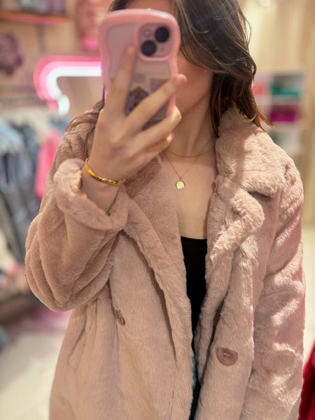 Faux Fur Coat | Baby Pink