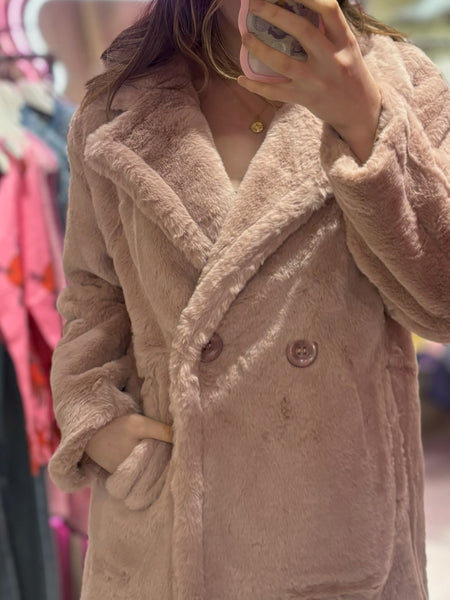 Faux Fur Coat | Baby Pink