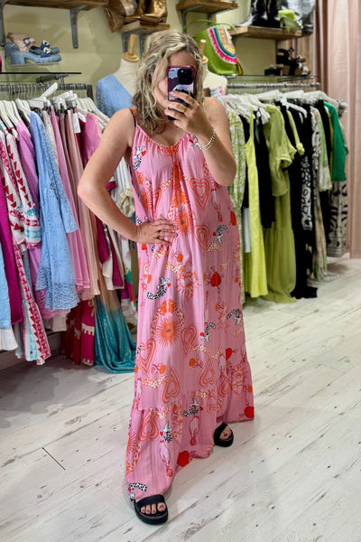 Lola Printed Maxi Dress | Pink