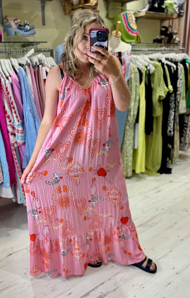 Lola Printed Maxi Dress | Pink