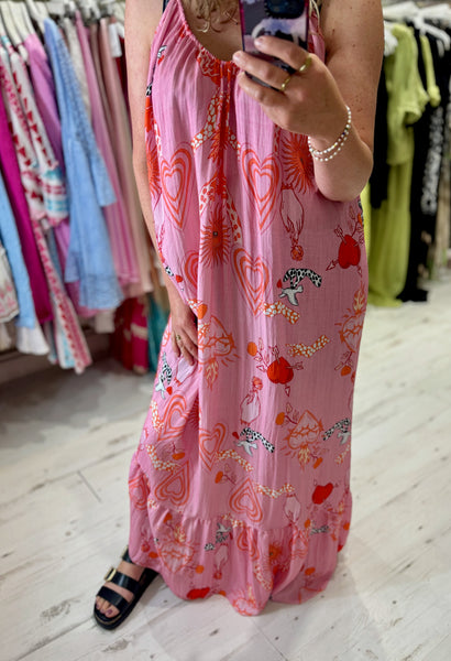 Lola Printed Maxi Dress | Pink