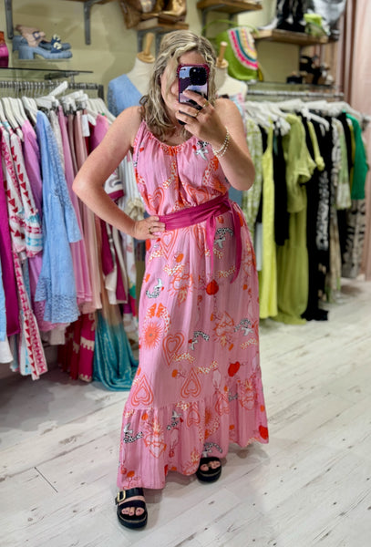 Lola Printed Maxi Dress | Pink