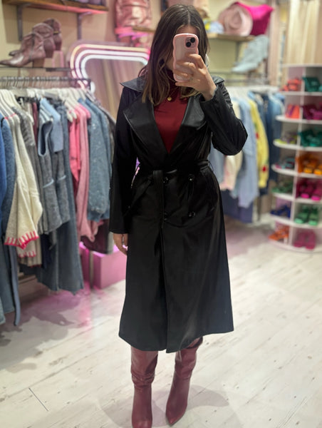 Leather Trench Coat | Black