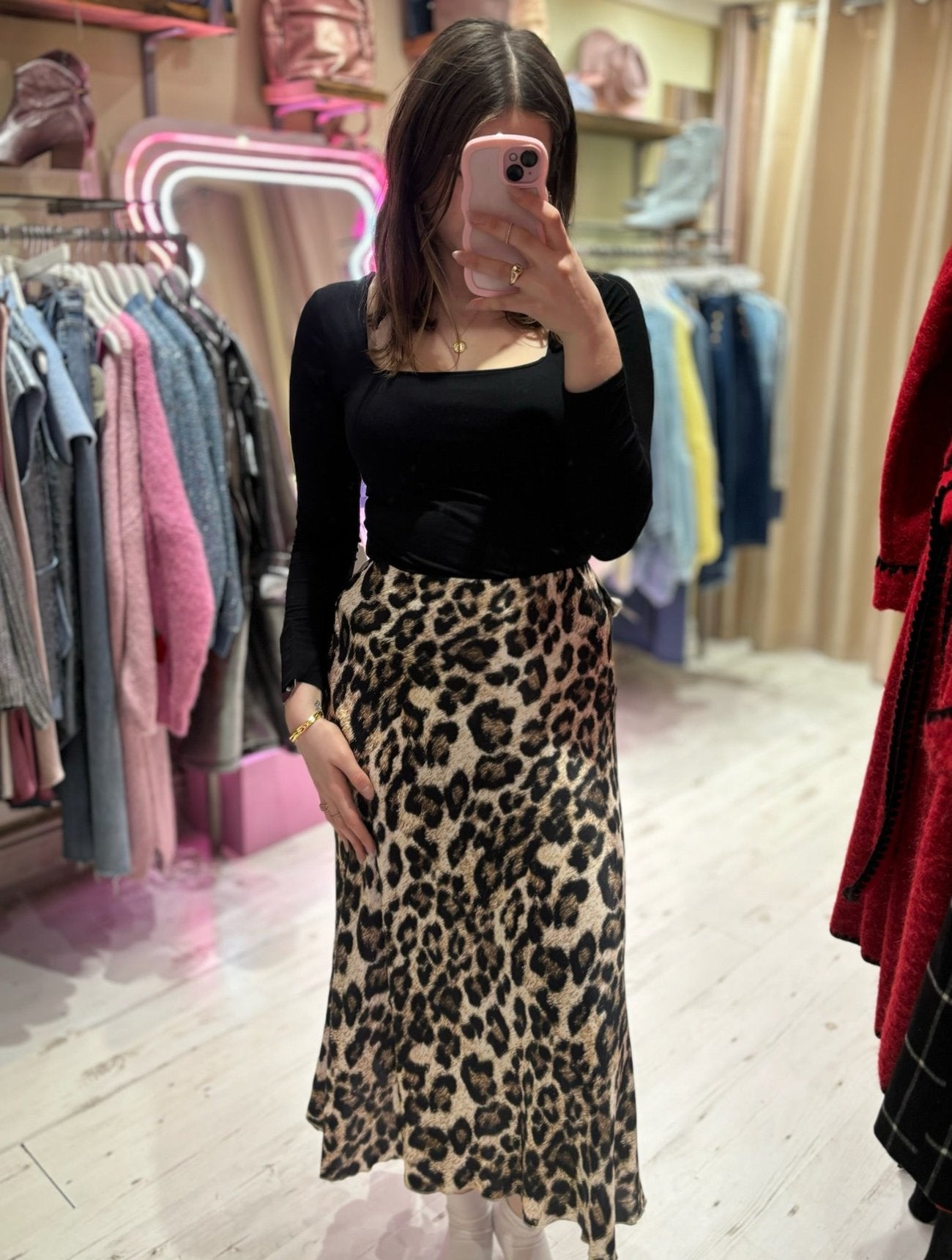 Jaguar Print Midi Skirt