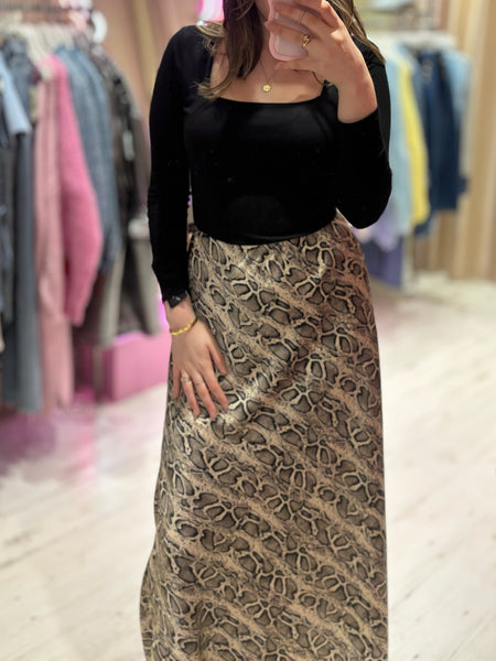 Snake Print Midi Skirt