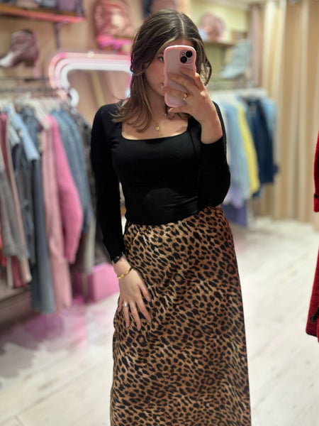 Animal Print Midi Skirt