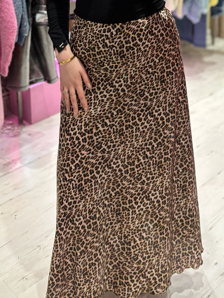 Leopard Print Midi Skirt