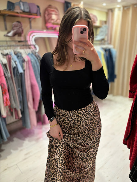 Leopard Print Midi Skirt