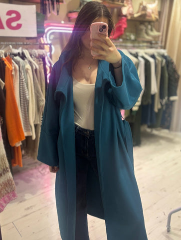 Felt Trench Coat | Teal