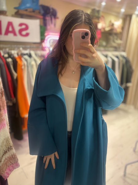 Felt Trench Coat | Teal