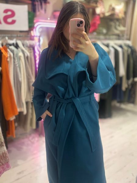 Felt Trench Coat | Teal