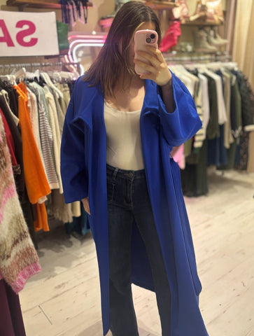 Felt Trench Coat | Royal Blue