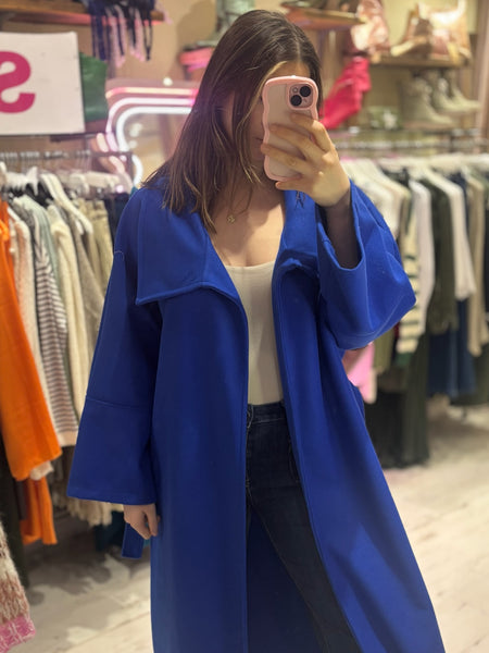 Felt Trench Coat | Royal Blue