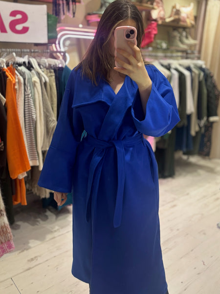 Felt Trench Coat | Royal Blue