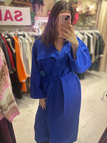 Felt Trench Coat | Royal Blue