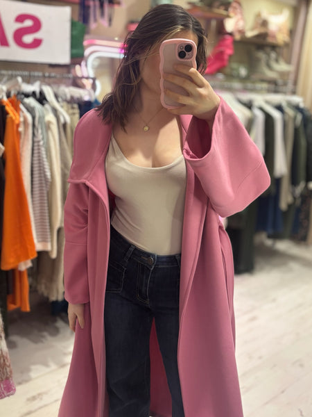 Felt Trench Coat | Pink