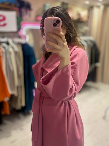 Felt Trench Coat | Pink