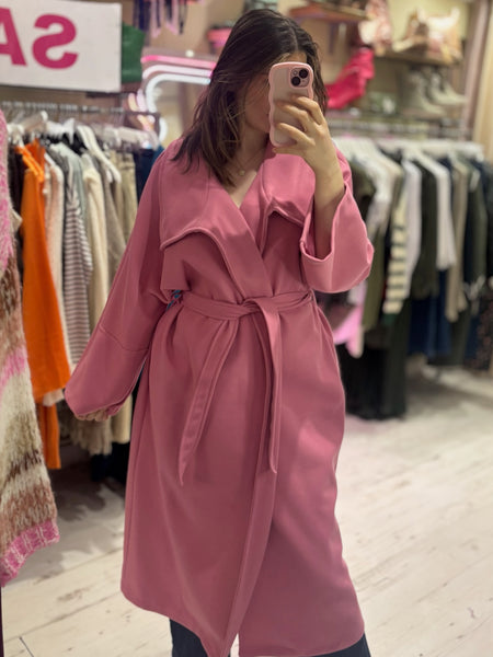 Felt Trench Coat | Pink