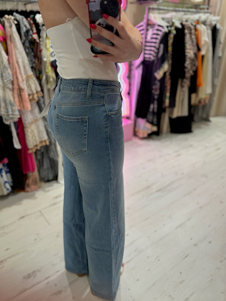 Toxik3 Veera Wide Leg Jeans | Light Denim