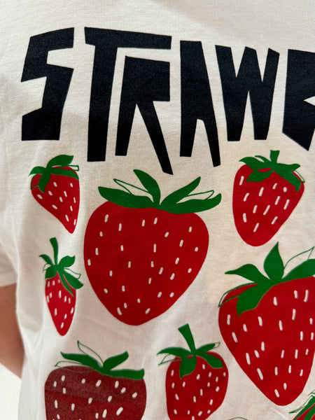 Strawberries Graphic Print Tee | White