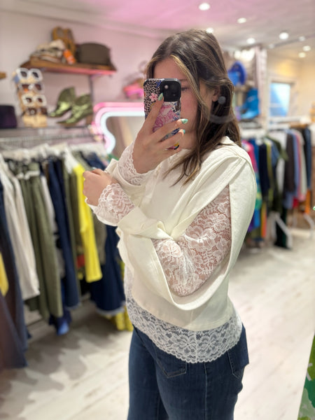 Lace Underlay Sweatshirt | Off White