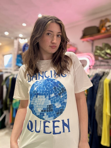 Dancing Queen Graphic Print Tee | White