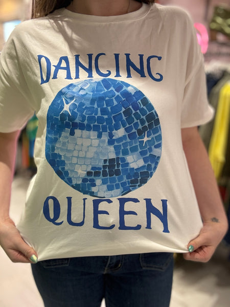 Dancing Queen Graphic Print Tee | White
