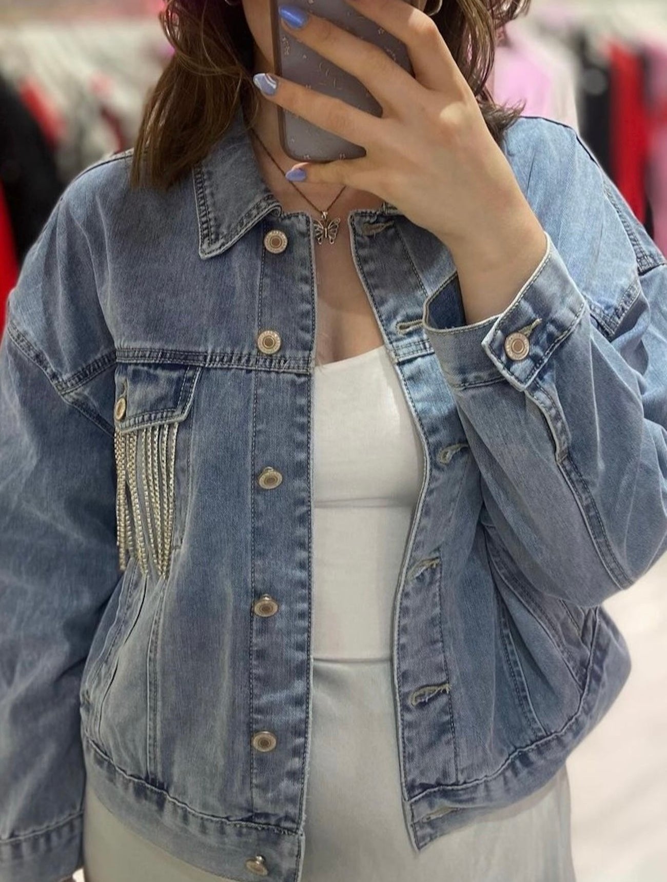 Diamond Fringe Denim Jacket