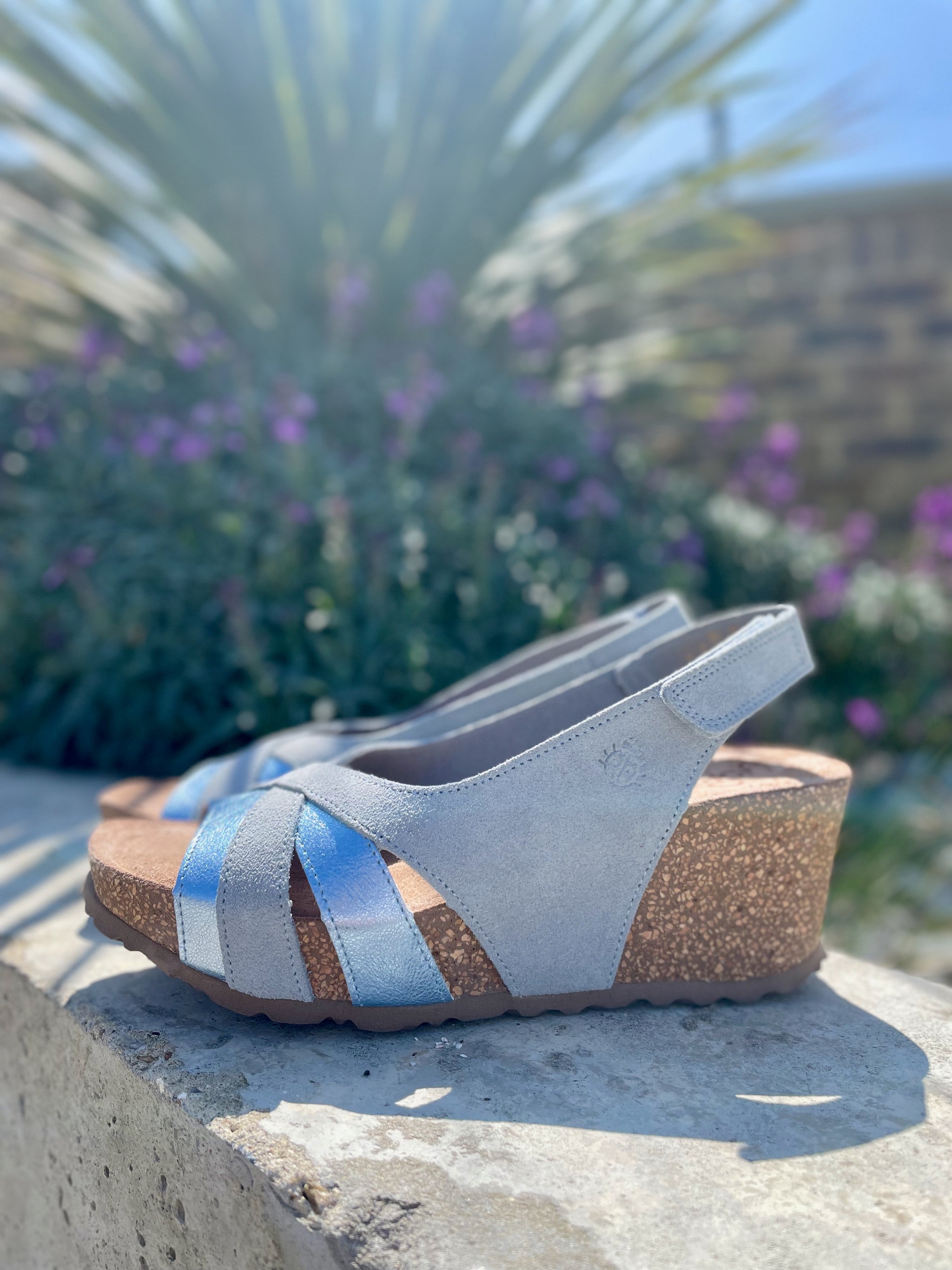 Mora 014 Wedge Sandal Sky Blue Metallic Pink Flamingo Boutique Kent