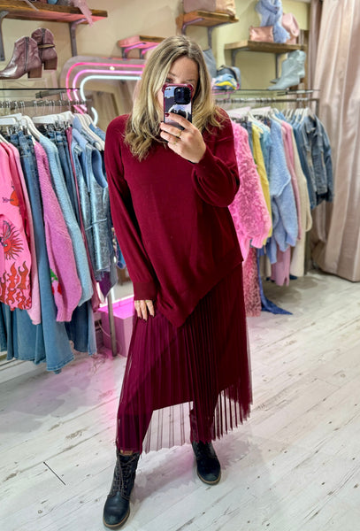 Paloma 2-in-1 Jumper Midi Dress | Burgundy