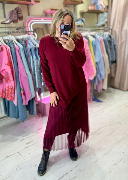 Paloma 2-in-1 Jumper Midi Dress | Burgundy