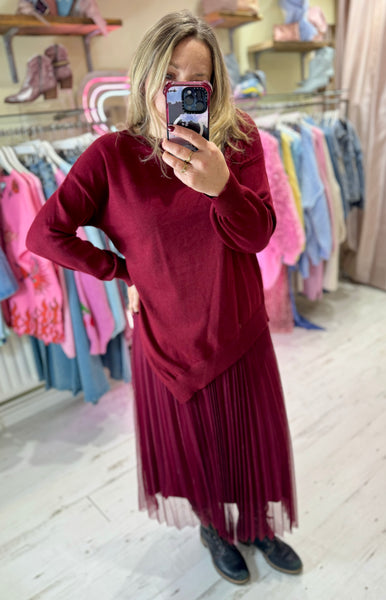 Paloma 2-in-1 Jumper Midi Dress | Burgundy